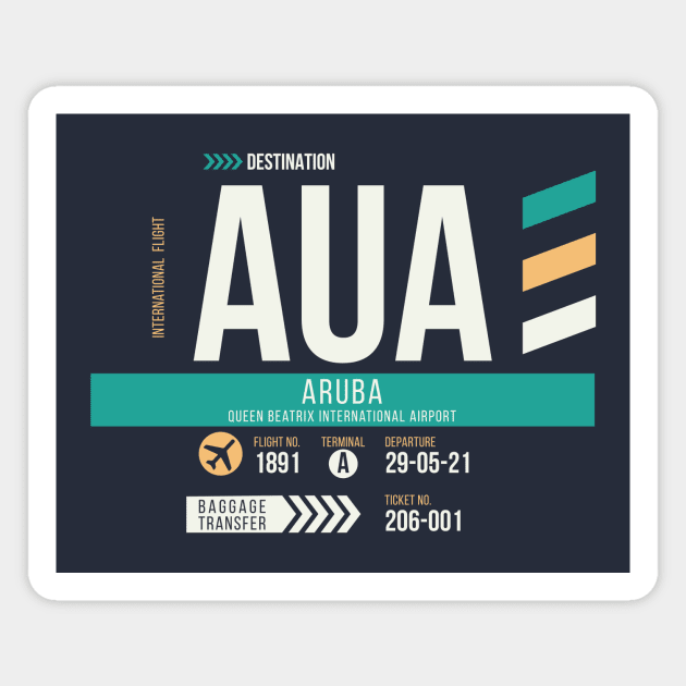 Aruba (AUA) Airport Code Baggage Tag Magnet by SLAG_Creative